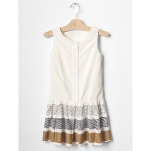 Gap Kids Mix-Border Drop Waist Dress with Button Front Ruffled Polka Dot Skirt